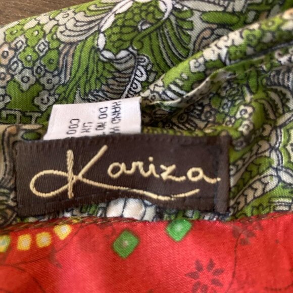 Womens Kariza Vintage Silk Magic Sari Wrap Skirt Dress Green Red Pattern One Siz - Picture 9 of 10